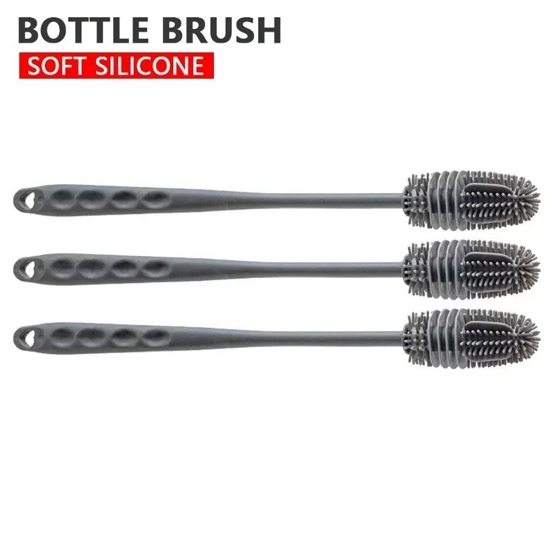 3pcs Silicone Bottles Brush Baby Bottles Clean Brushes Long Cleaning Brush Cup Brush for Scrubbing Useful Cleaning Product for Home