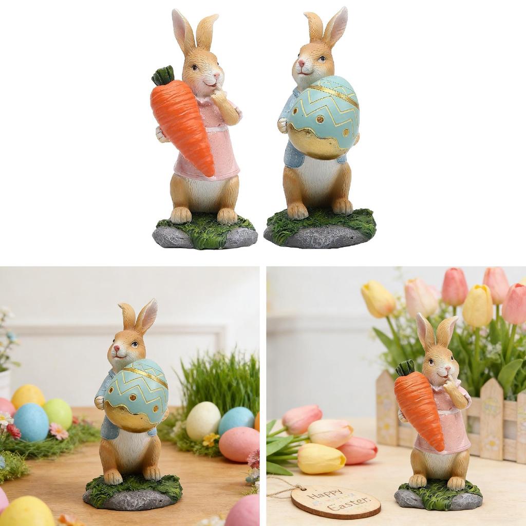 Mini Rabbit Figurine Resin Animal Sculpture Centerpiece for Porch Home Flowerbed Holiday Decor Items