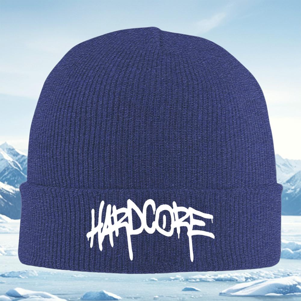Hardcore Graffiti Style White Text Men Women Unisex Knitted Hat Beanie Pullover Cap Winter Thermal Warm Christmas Outdoor Cyclin