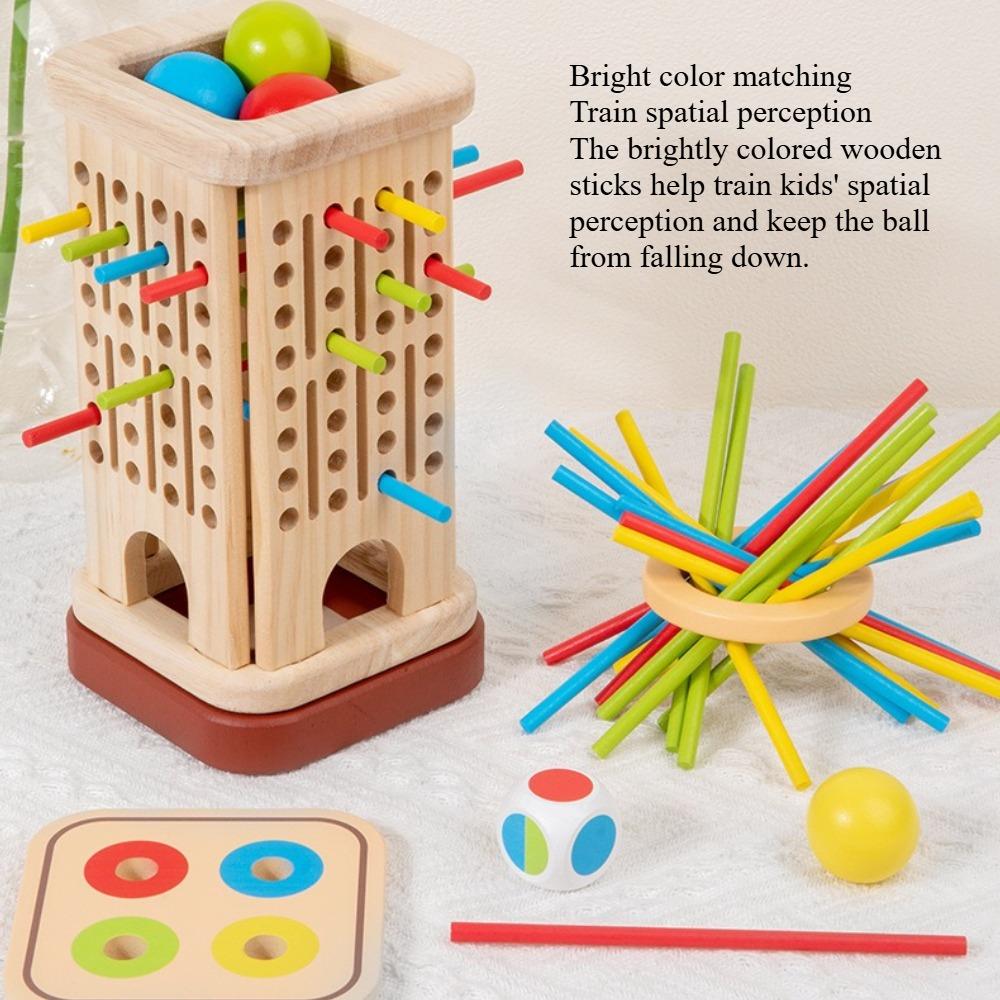 Early Education Wooden 3-in-1 Stick Game Color Cognition Parent-Child Board Game Concentration Balance ToyToy MHWJ-MMM0078