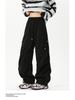 Men's Trendy Spring/Autumn Pleated Wide-Leg Overalls - Stylish, Handsome, and Casual Straight-Leg Trousers.