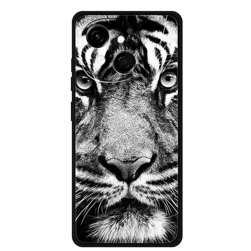 Black Silicone Case For Tecno Spark 40C Cases Wolf Luxury Protective Soft Back Cover For Tecno Pop 9 4G Case 6.67" Animal Fundas