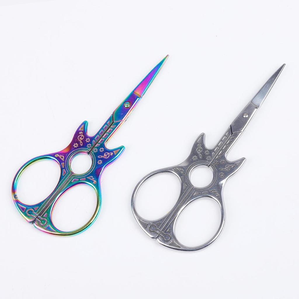 1pc/bag 11.4cm Stainless Steel Guitar-Shaped Small Scissors For Office Home Life Clothing Cutting