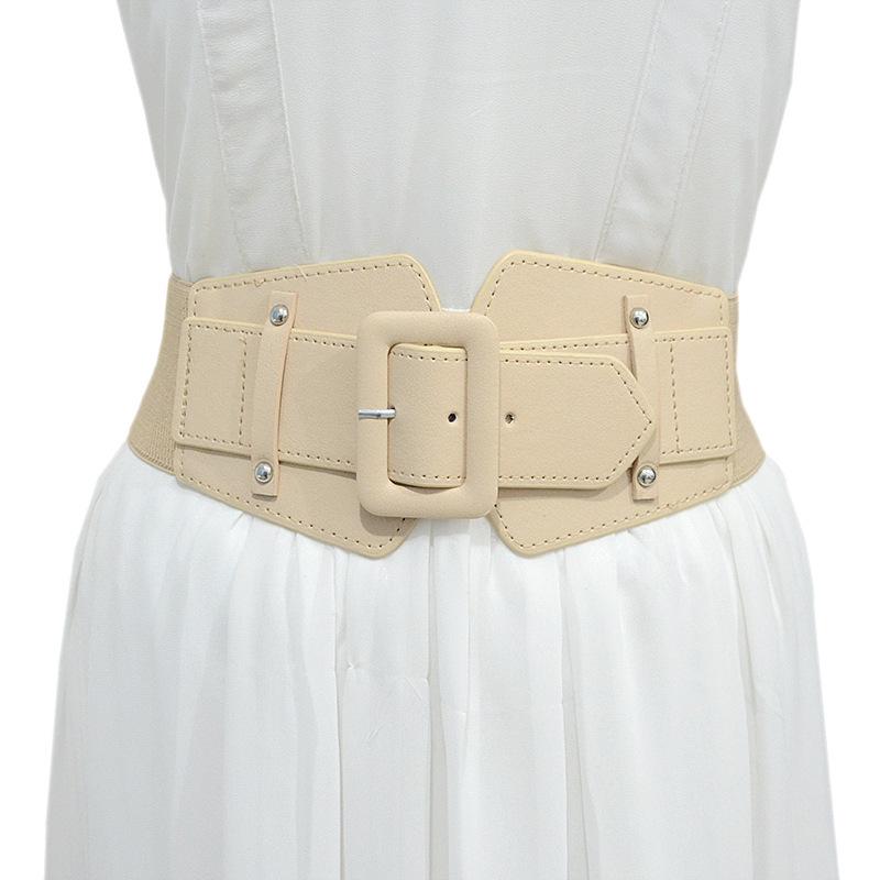 Cross-Border Women's Casual Wide Elastic Belt with Decorative Pin Buckle – Adjustable Waistband for Winter Coats, Ready Stock