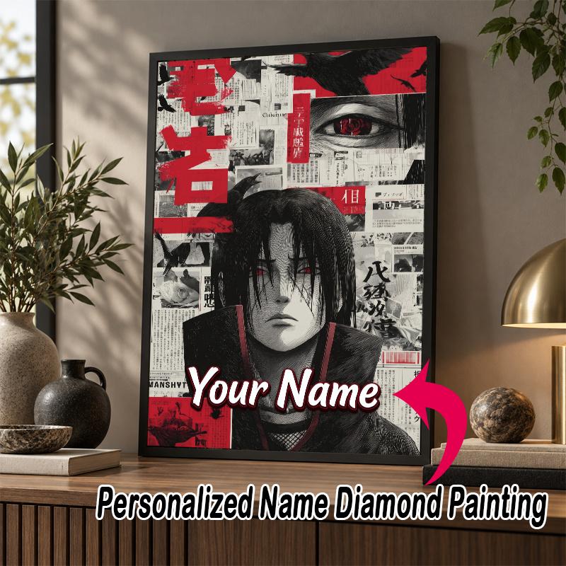 Personalized Itachi Uchiha Diamond Art Custom Name 5D Diamond Painting Full Drill DIY Craft