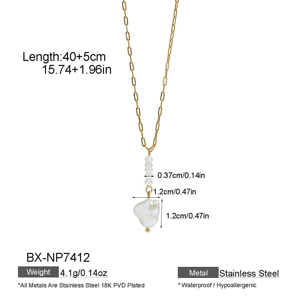 Cross-Border Natural Baroque Pearl Pendant Necklace - Seaside Summer Y-Shaped Chain for Women