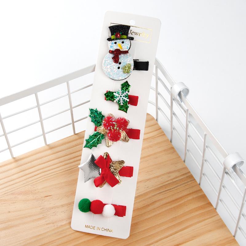European & American Style Christmas Hair Accessory Set: Cute Bow Hair Clips for Little Girls