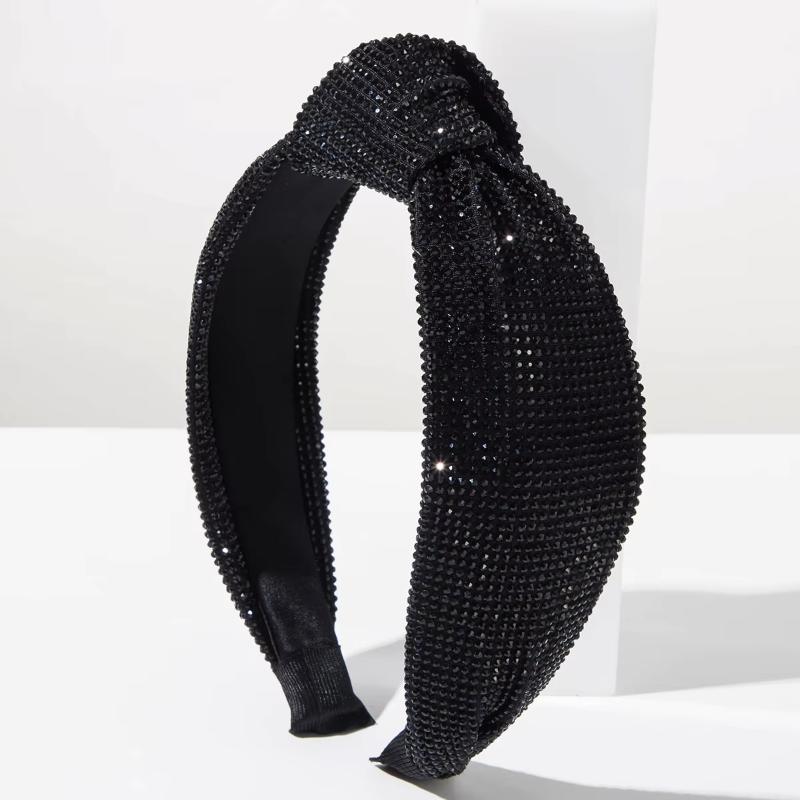 Retro Baroque Style Super Sparkling Full Diamond High Skull Knot Wide Edge Headband Hair Accessory For Women