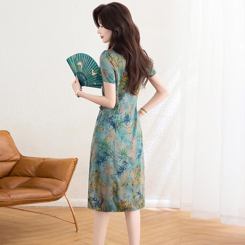 New Chinese Style Printed Cheongsam Dress