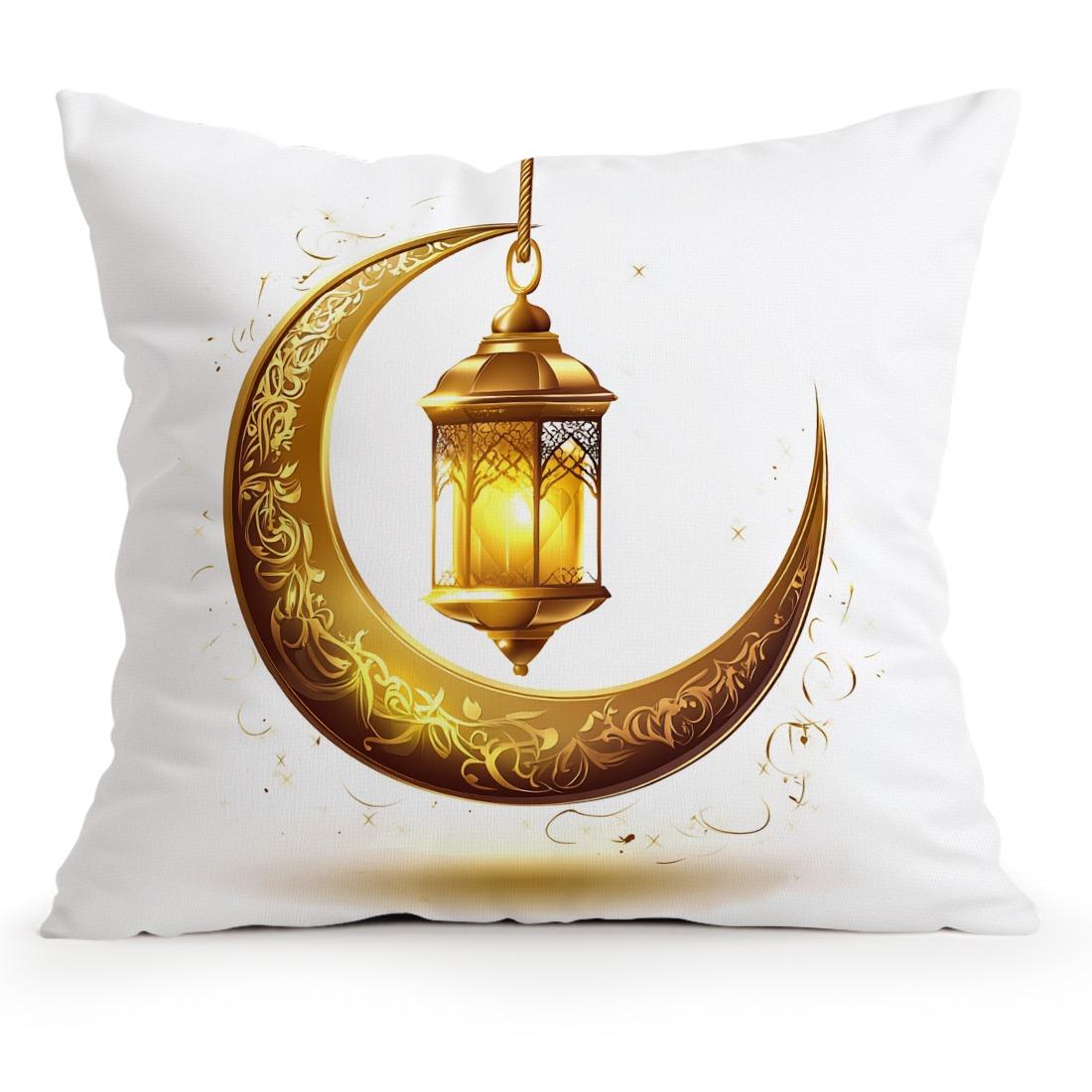 

1Pc gold Ramadan theme pillow cover, single-sided printed pillow sofa cover 40x40cm/16x16inch