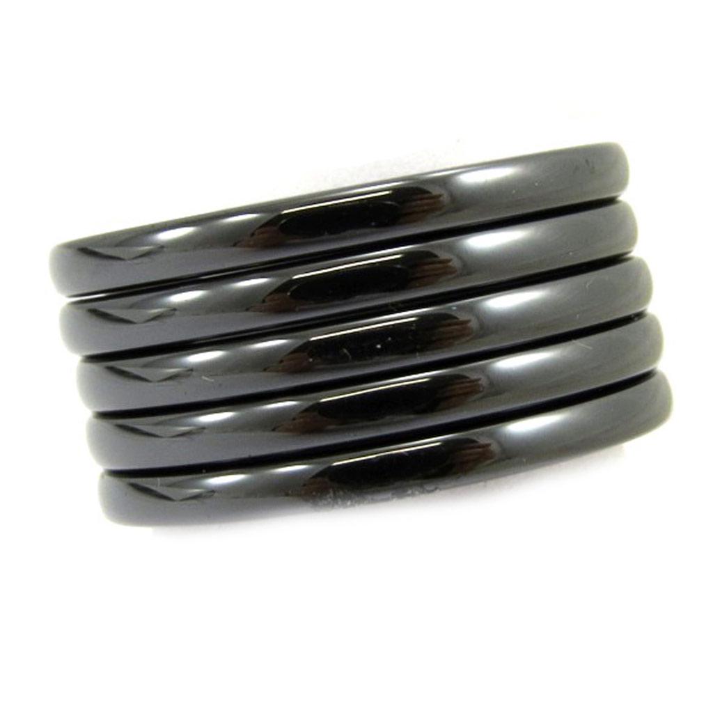 Silver Ring 'Choreography' Black Ceramic Silver (rhodium) - 11 Mm