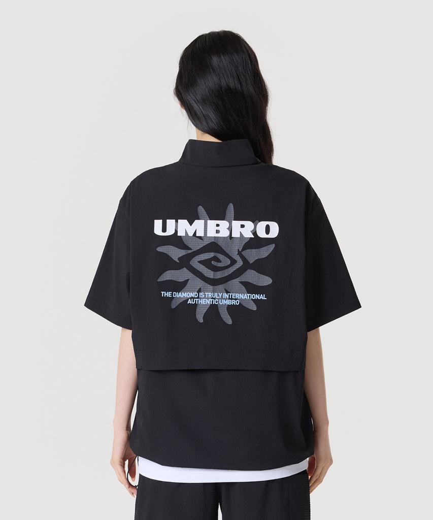 Umbro Seersucker Short Sleeve Stand Neck Anorak Black Ur221Cwt63 (B Type)
