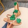 Summer new flat-bottomed toe colored sandals women wear butterfly decorative beach cool slippers