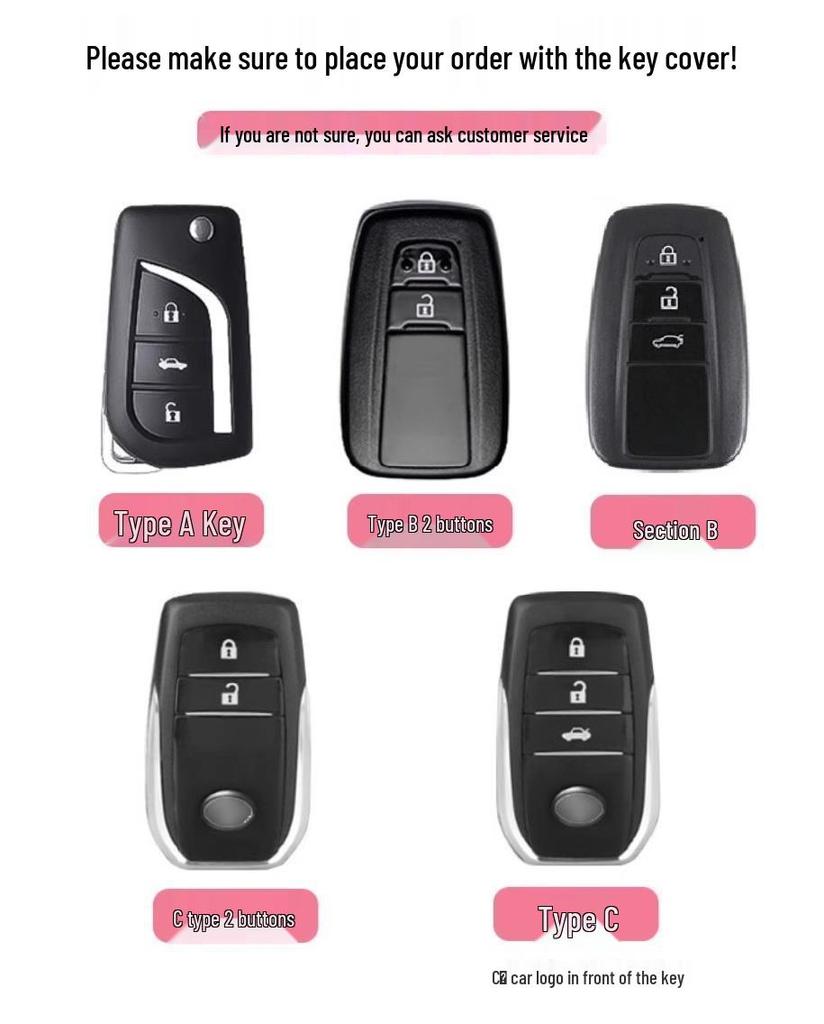 Toyota Key Case for Camry, Corolla, Avalon, RAV4, Venza, Highlander, Levin, C-HR (Female Design)