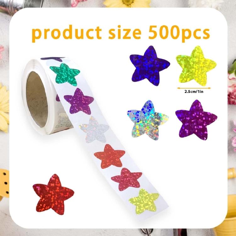 500Pcs Colored Heart Sticker Sparkling Star Sticker 25mm Wrapping Label Sticker for Scrapbooking Children Reward Sticker
