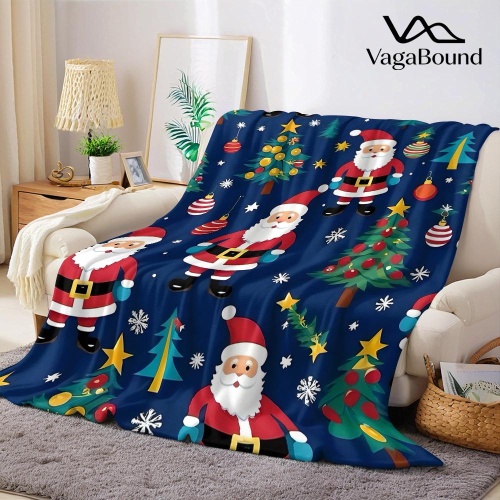 Christmas Santa Pattern Flannel Blanket Warm Soft Halloween Christmas Couch Warm Cozy Decorative Decor Gift for All Season