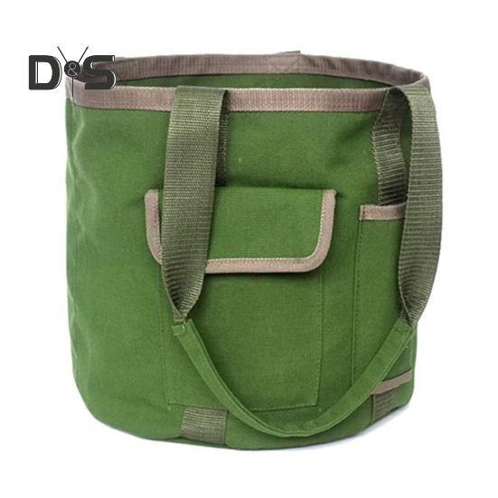 

Сумка-ведро для садовых инструментов с несколькими карманами, 7,9 галлонов, большая вместимость, водонепроницаемый, прочный, брезентовый, органайзер для сада зелёный