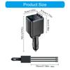 Small Car Charges Retractable 70cm Cable 3 Type C Ports 180 Degree Swivel Head Fast Charging Adapter for Mobile Devices