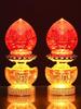 Electric Candle God of Wealth Offering Lamp: Lotus/Buddha Design, Battery-Powered, Ever-Burning for Home Altars.