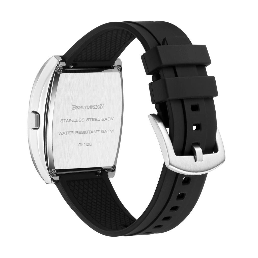 BENLYDESIGN Unique Metal Watch, Men's Digital Watch, Stainless Steel Cool Watch, Silver, Retro, Modern, Silver, Retro