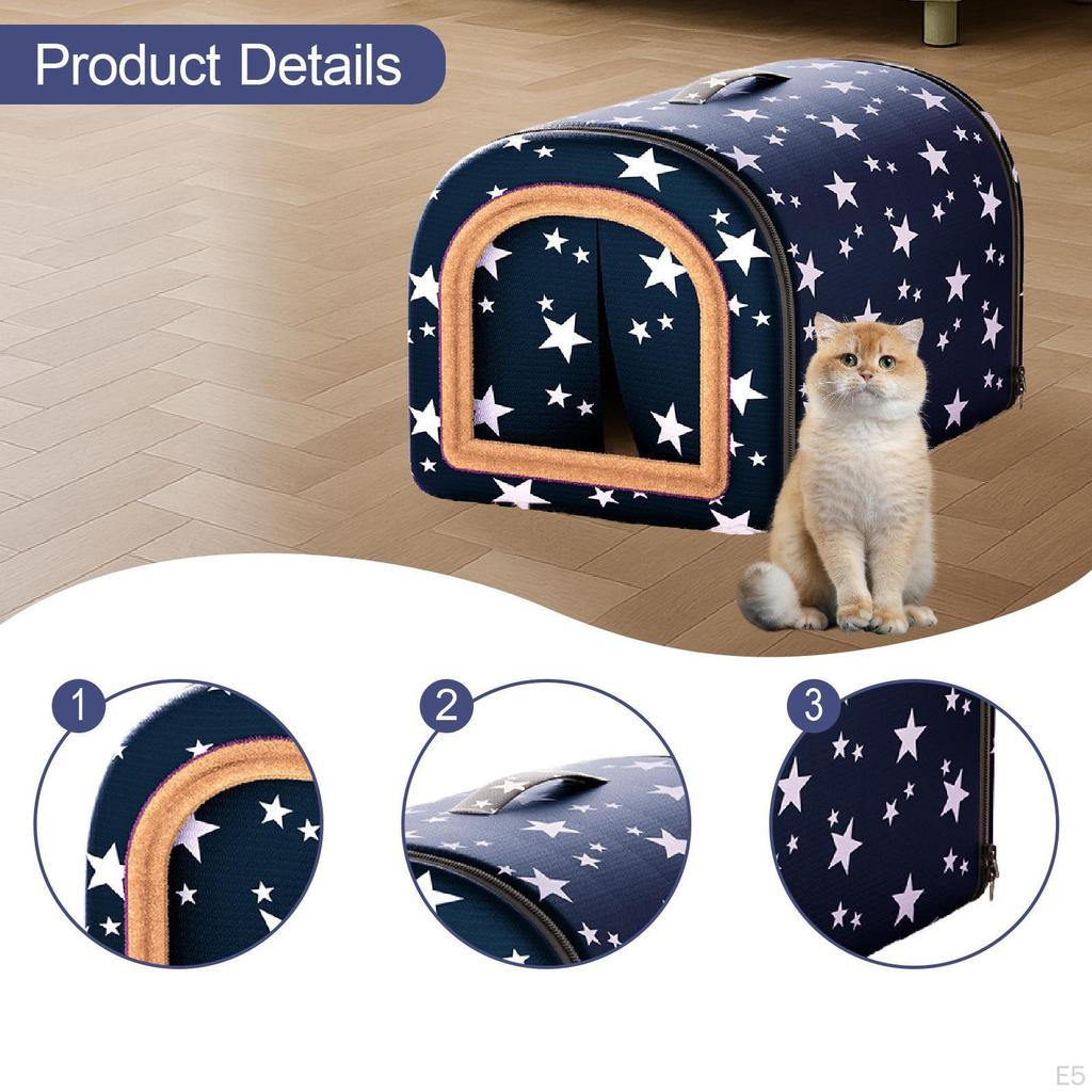 Cat Cave Bed 2 Ways Use Detachable Kennel Washable Dog House Pet Tent for Feral Cats Small Medium