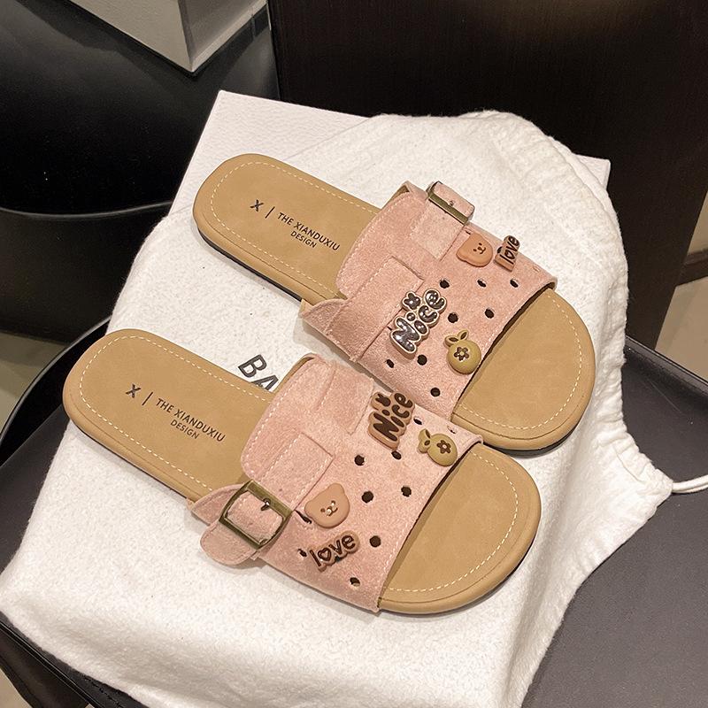 Niche retro bag head slippers women's 2025 spring new thick-soled half-bag outer wear half-slippers hole shoes