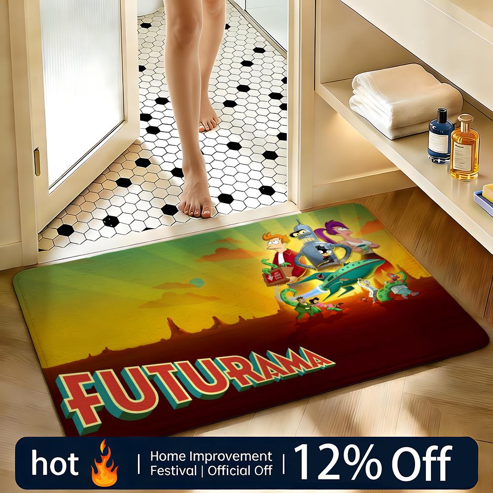 Soft Absorbent Non-Slip Rug Cartoon Futurama Floor Mat Home Decor Doormat Bedroom Floor Mat Shower Carpet
