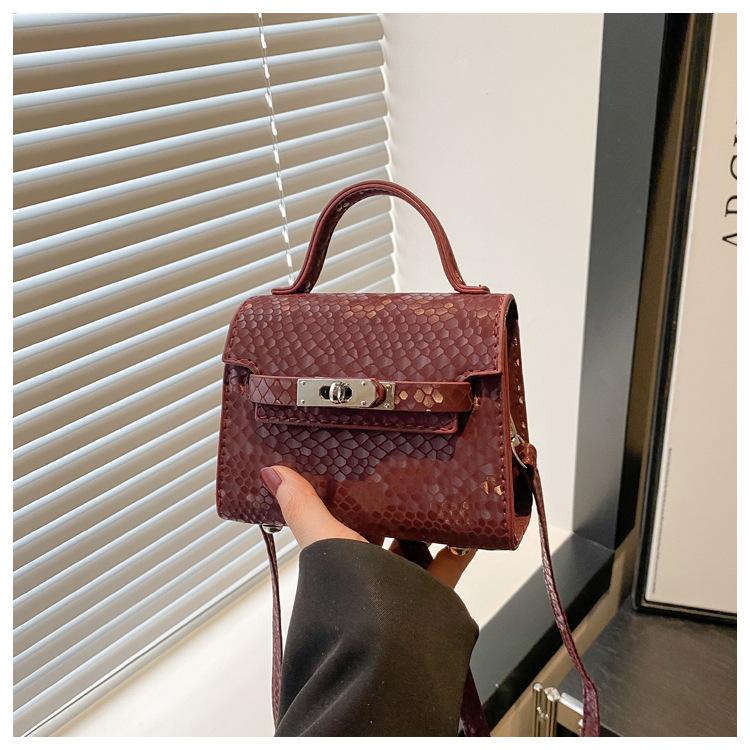 Texture Casual Retro Large Capacity Lock Buckle Handheld Crossbody Small Square Bag For Women