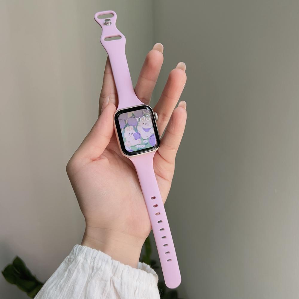 

Ремінець для Apple Watch жіночий для iWatch 10/9/8/7/6/5/4/3/2/1 SE 38мм 40мм 41мм 42мм 44мм 45мм 46мм тонкий 49мм силіконовий Loop 42mm44mm45mm46mm49mm лавандовий
