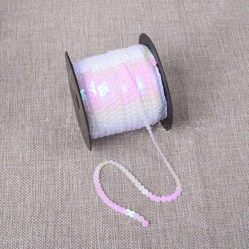 100yards Shiny Color Sequins Ribbon Round Flat Laser Colored Paillettes Trims for Garment Bag DIY Sewing Crafts Party Decoration