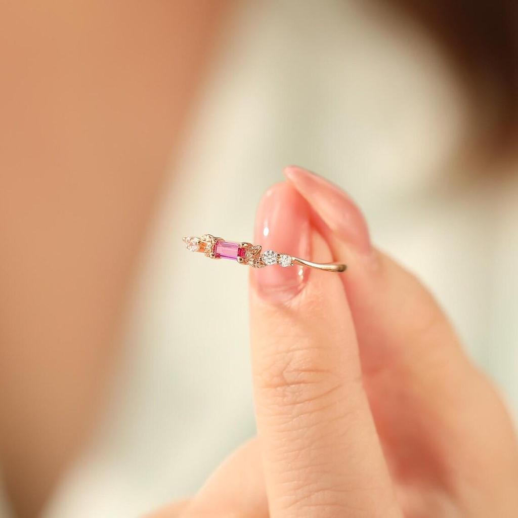Yuan Tong Ti S925 Sterling Silver Leaf Ring with Pave Diamonds, Shiny and Versatile Retro Fashion for Women