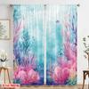 2pcs,2D plane printing Pattern Curtains Coral Dreamscape Polyester Woven (without rod) Decorations Inside Ldeal for Home &