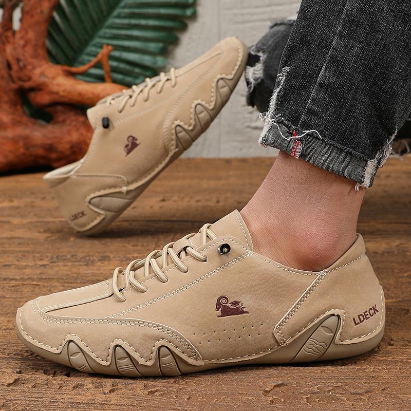 Fashion Spring Men Low Cut Leather Sneaker Soft Soled Loafers Anti Slip Flat Bottom Casual Shoes Large Size Zapatillas Para Hombre 2025