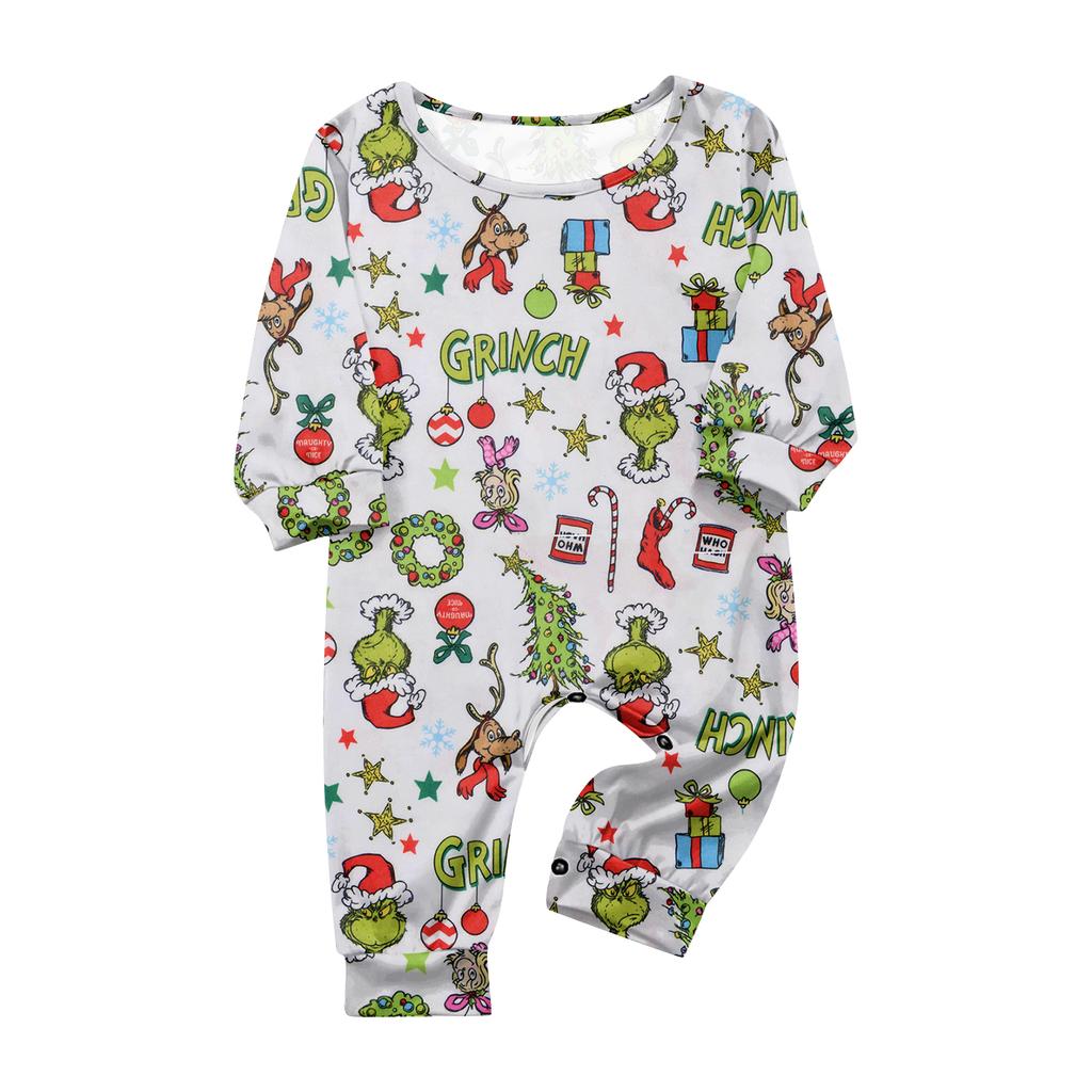 Print Cute Family Set Pajamas, Home Clothes, Family Set Long Sleeve Top Pants Set