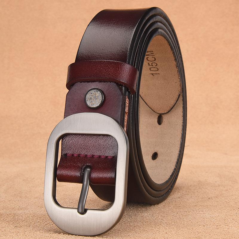 

Mary Vintage women s pin buckle leather belt, split cowhide waist belt, adjustable jeans strap 100cm тёмно-рыжий