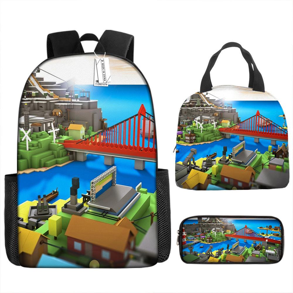 New Virtual World ROBLOX Primary and Secondary School School Bag Children's Backpack Backpack Cartoon Lunch Bag
