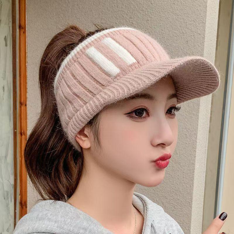 Women's Fashion Empty Top Woolen Hat - Perfect for Autumn and Winter, Knitted Warmth, Stylish Design, Breathable Comfort, Versatile Matching