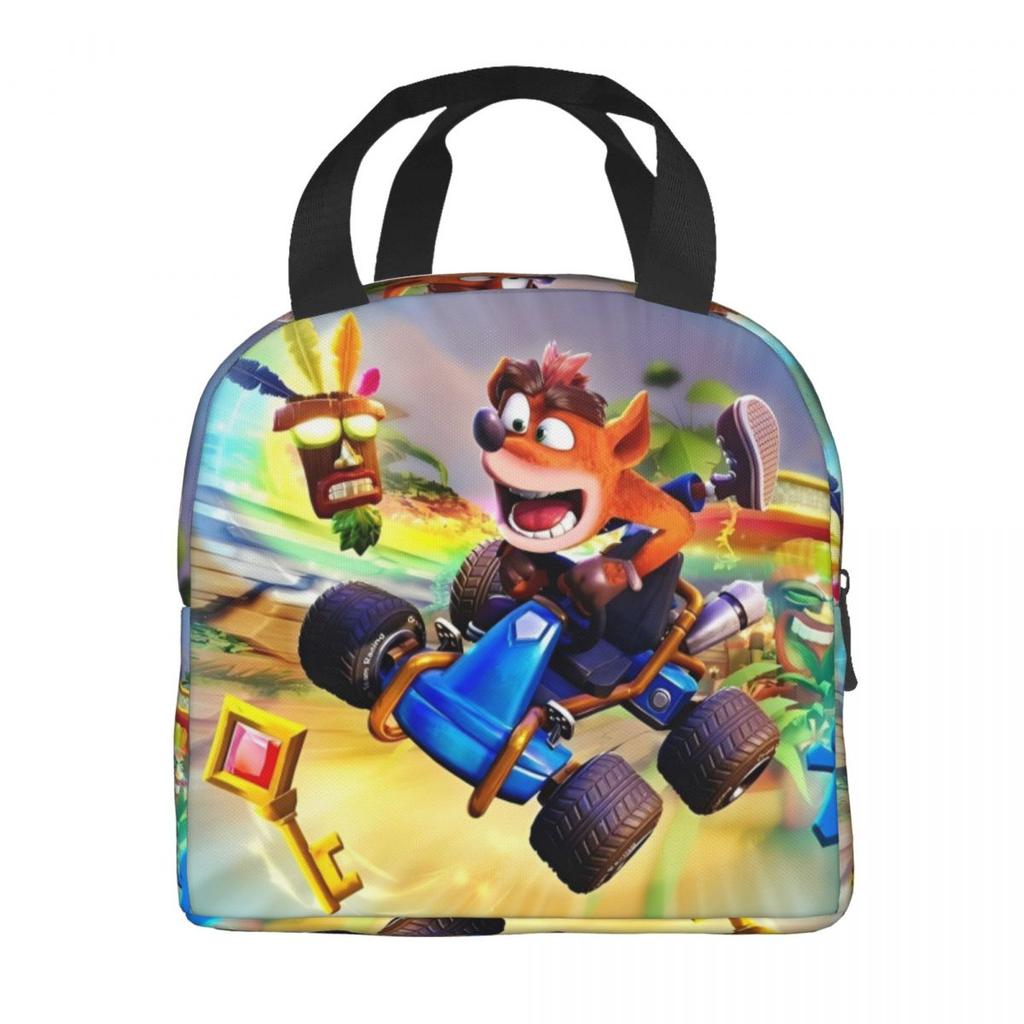 Crashs Bandicoots Cartoon Insulated Lunch Bags Video Game Food Container Portable Thermal Cooler Lunch Boxes For Work