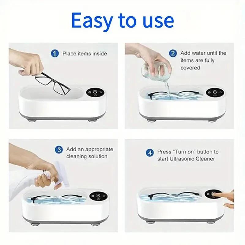 Portable Jewelry Cleaning Machine Jewelry Automatic 360° Deep Cleaning Tool Ultra Portable USB Charging High-Frequency Vibration
