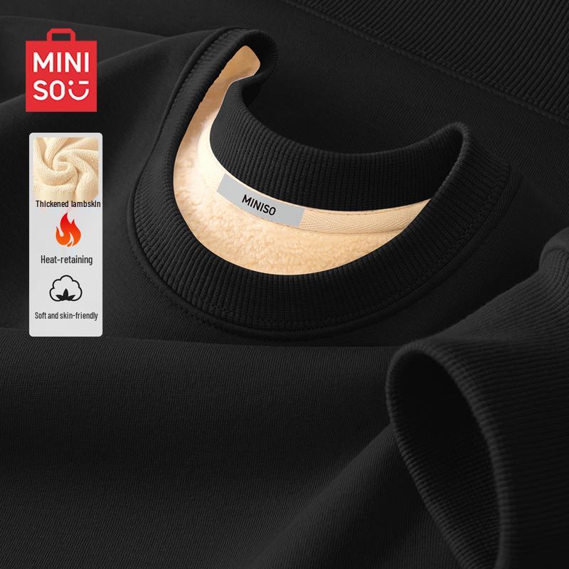 MINISO Men's Lamb Fleece Lined Round Neck Sweatshirt