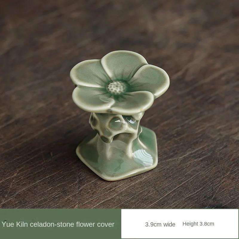 Yue Kiln Celadon Cover Set Cover Holder Creative Chinese Purple Clay Pot Tureen Bracket Kung Fu Tea Utensils Drain Rack