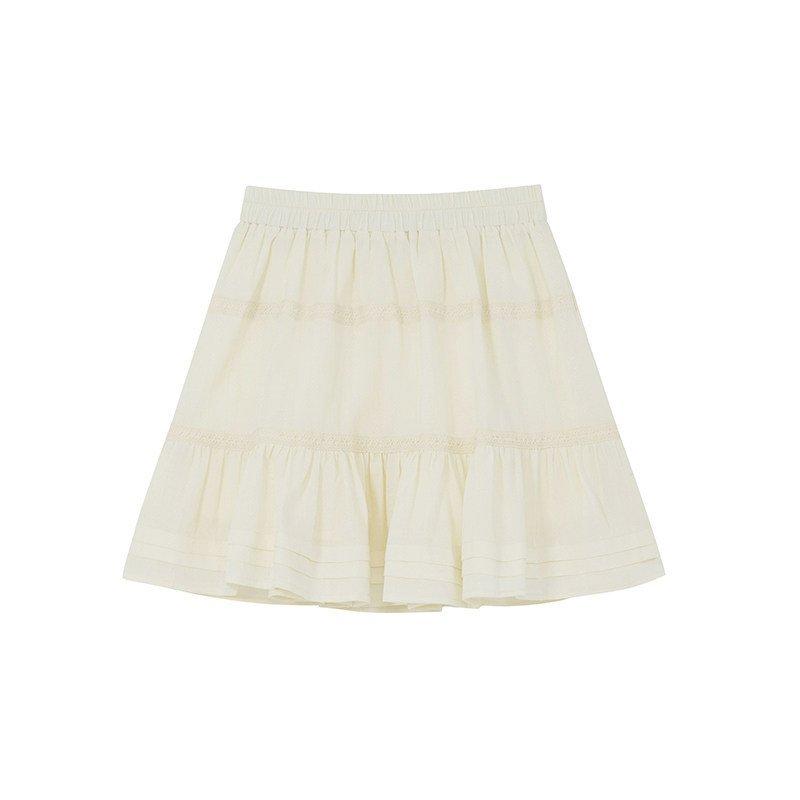 Women's Ruffle V Neck Short Sleeve Top And Elastic Waist Mini Skirt Two Piece Set Solid Cotton Elegant French Summer Outfit