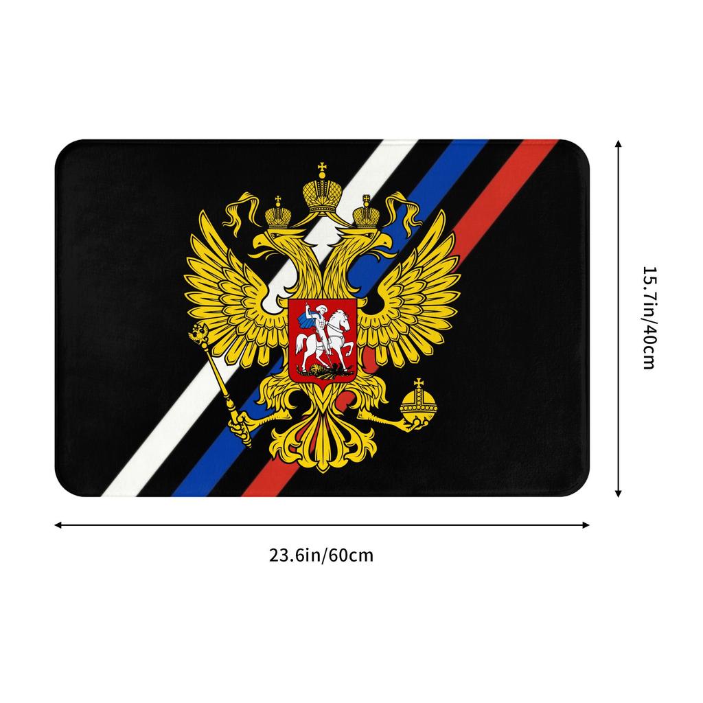 Coat of Arms of Russia Front Door Mat Anti-Slip Indoor Absorbent Russian Empire Doormat Garden Garage Entrance Rug Carpet