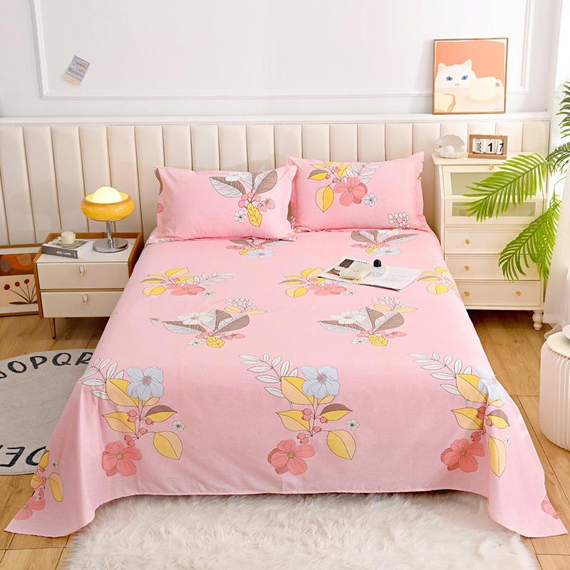 Simple Modern Plant Flower Printed Aloe Vera Cotton Brushed Bed Sheet Bedroom Printed Bed Cover Juego De Tres Piezas En La Cama