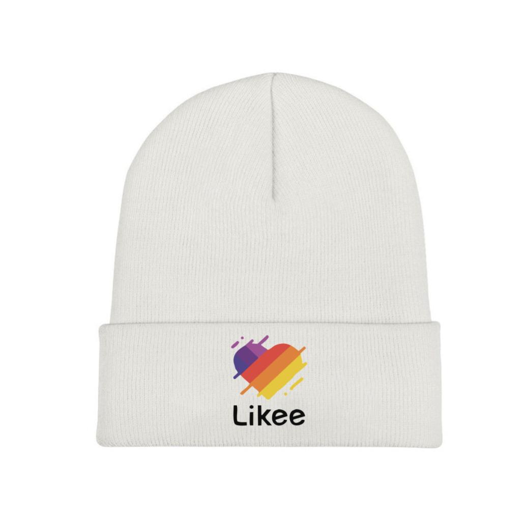 Likee App Logo Likee Heart Rainbow Graffiti Knitted Hat for Women Unisex Skullies Beanies Winter Hat Polyester  Crochet Caps