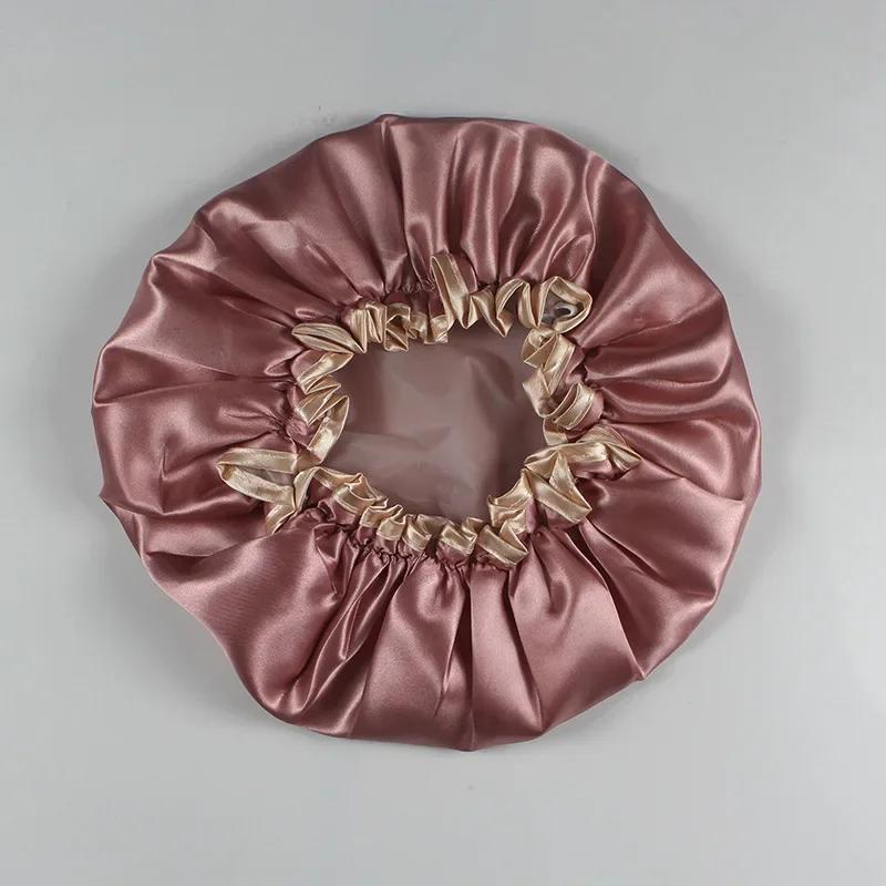 Waterproof Elastic Shower Cap Reusable Thickened Double-layer Bath Hat Women Head Hair Cover Sleep Cap Home Supply