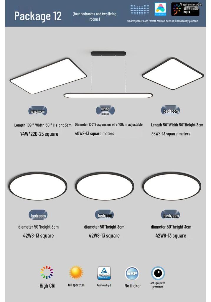 Smart Minimalist Ceiling Light with Full Spectrum Eye Protection for Living Rooms
