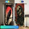 2pcs Skeleton and Crow Printed Curtain for Halloween Home Decor - Rod Pocket Window Treatment for Bedroom, Office, Kitchen