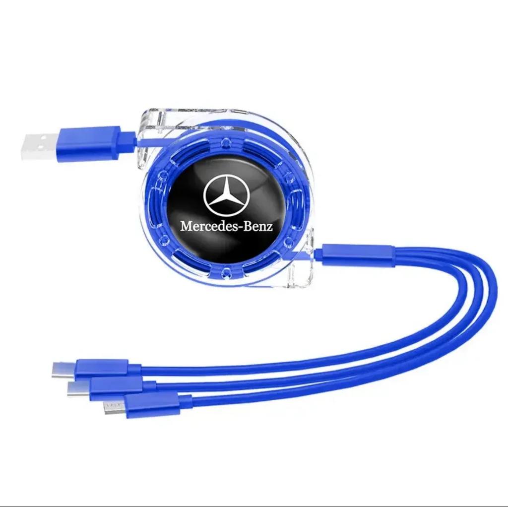 Car 3 In 1 Fast Charging Cable Type C Micro USB Charger Wire For Mercedes Benz AMG GLC GLE GLB GLS W204 W205 W203 W211 W212 W213 OX0