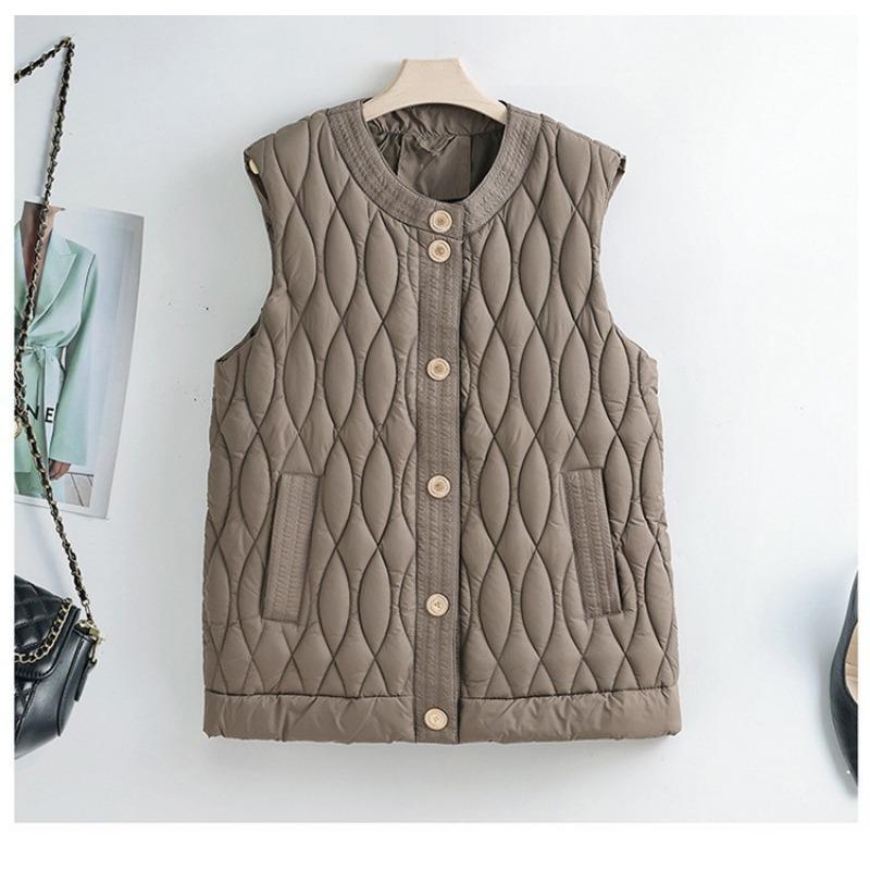 

Vest Women s Rhombus Warm Cotton Vest Crew Neck Light Sleeveless Vest Tide XXL серый